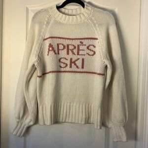 Tissées Serrées Après Ski knit sweater — Small, crème et vieux rose Cozy Chalet